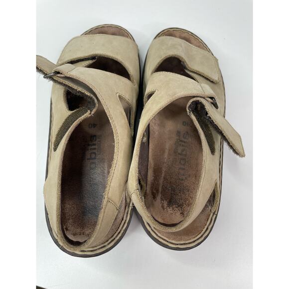 Mobils Slingback Sandals Open Toe Adjustable Straps Cork Footbed Leather Tan 40 - Picture 11 of 12